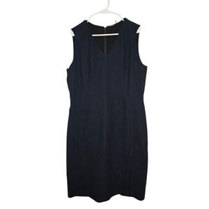 Elie Tahari Navy Stretch Sheath Dress Size 16 Tailored Office Career